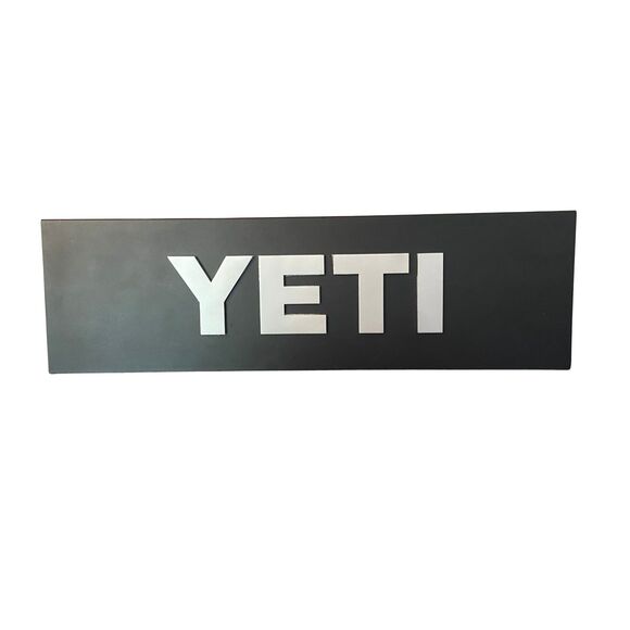 Large Steel YETI Advertising 3D Dealer Display Sign 20” x 6” Black Silver - Picture 1 of 6